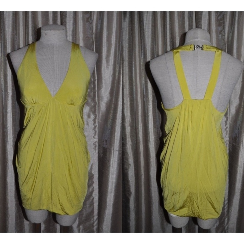 MARCIANO Yellow Pea Mini Cocktail Dress sz S NEW - Picture 9 of 9